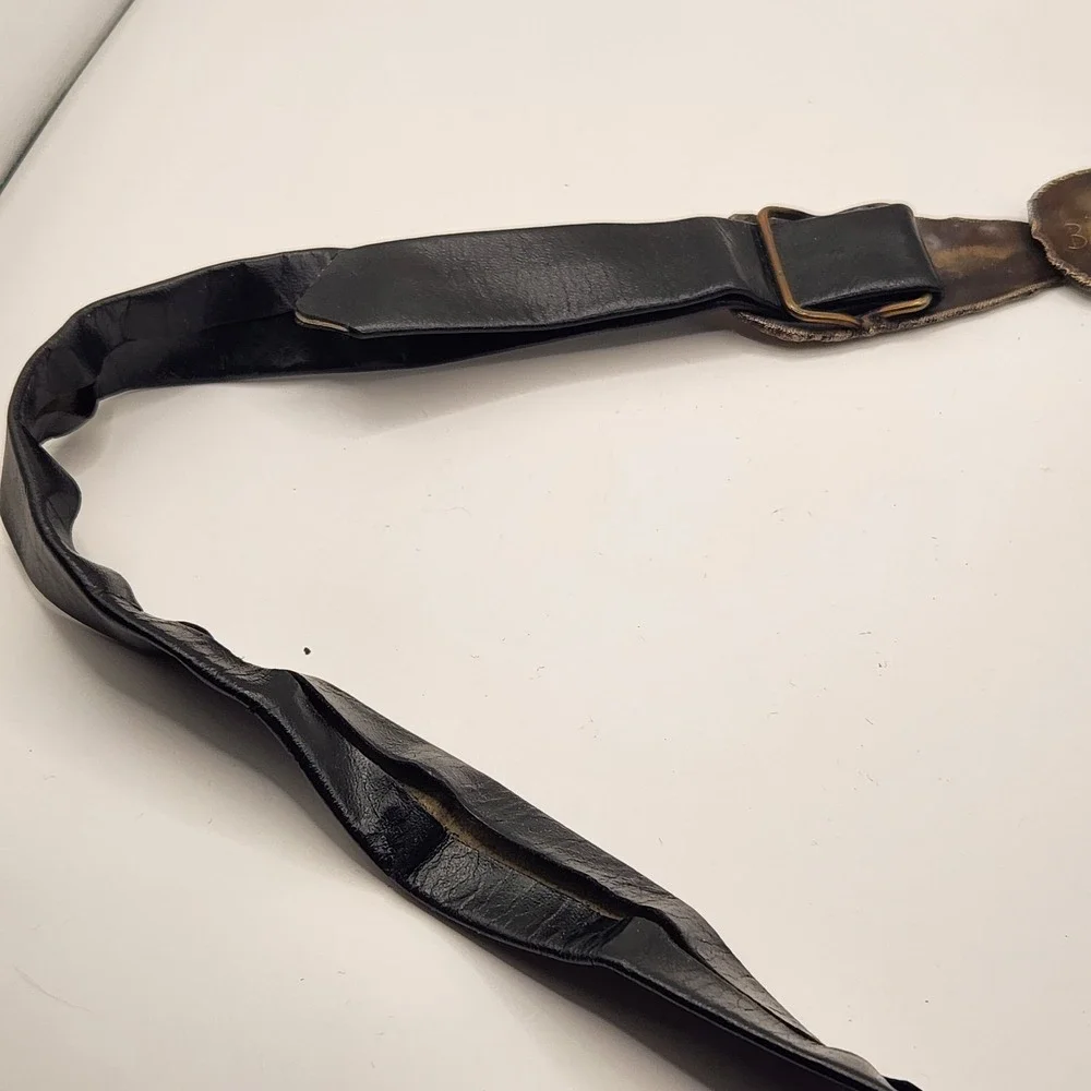 Bonnie Boynton Signed Vtg Brutalist Statement Belt Black Leather Artisan Metal